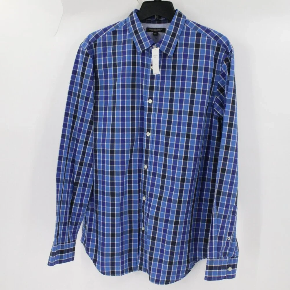 NWT Banana republic shirt Mens Large soft wash slim fit long sleeve cotton plaid